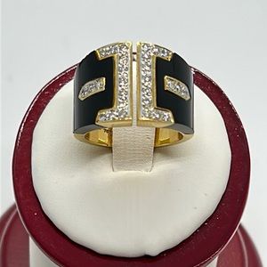 18K Yellow Gold Black Onyx Diamond 💎 Ring 6.5